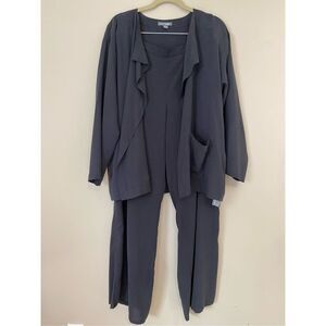 NWT 2 pc XL, GO BY GO SILK, luxury washable silk in charcoal gray. Retails $1100